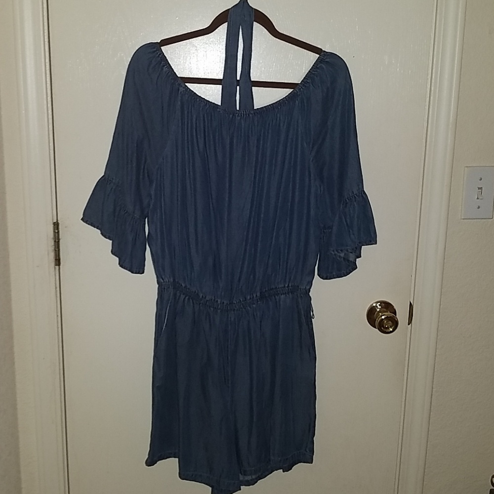 I♡Ronson Denim Belted Romper